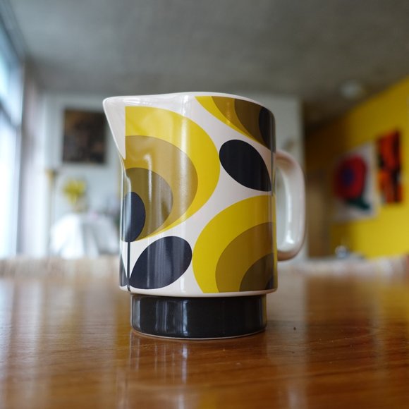ORLA KIELY small MILK pitcher 70s oval flower ceramic jug yellow